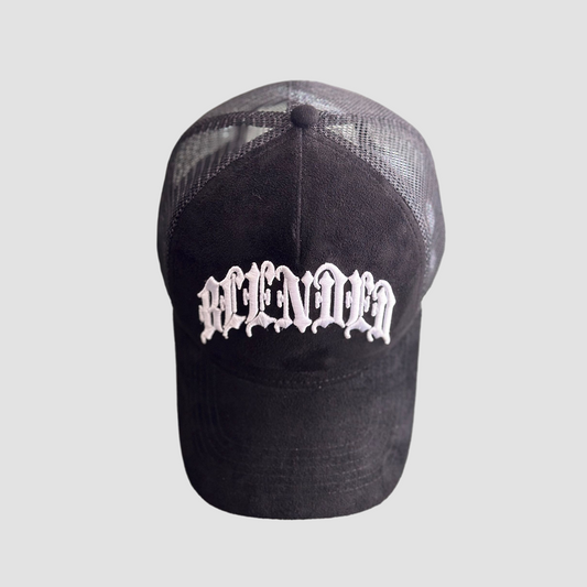 Black Suede Trucker Hat