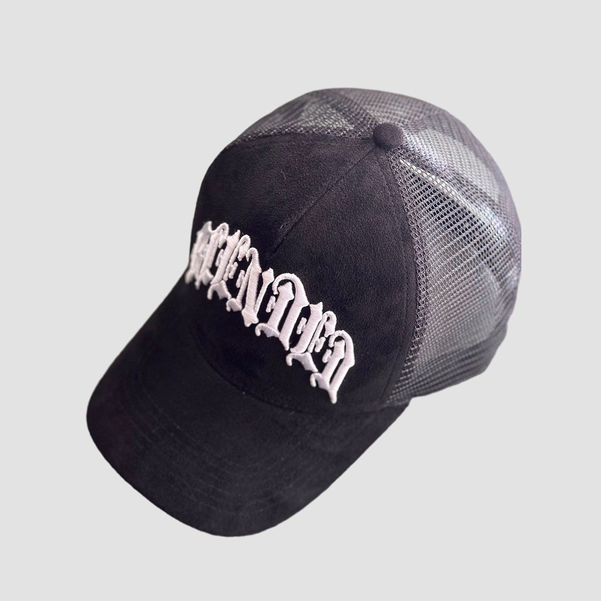 Black Suede Trucker Hat