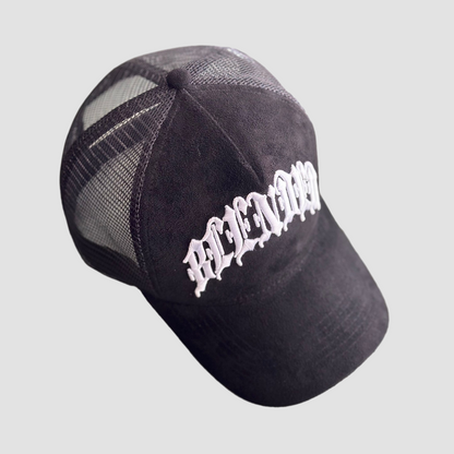 Black Suede Trucker Hat